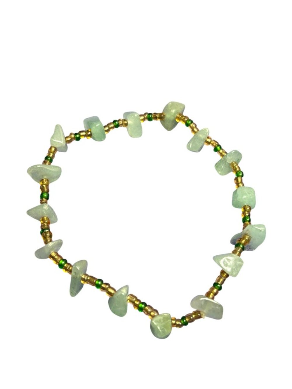 Seed Bead Aventurine Stone Beaded Stretchy Bracelet 6 inches Unstretched